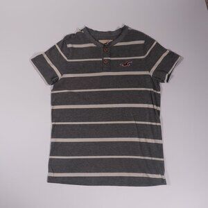 Hollister Casual Short Sleeve Pullover T Shirt Mens Size XL Gray White Striped